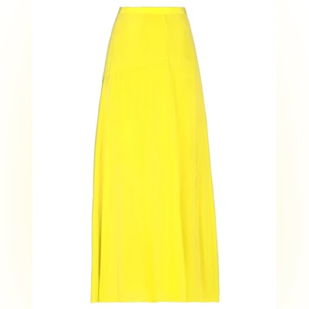 Price Drop!!! NWT Gorgeous Theory 100% Silk Maxi Skirt SZ 6 in Acid Green